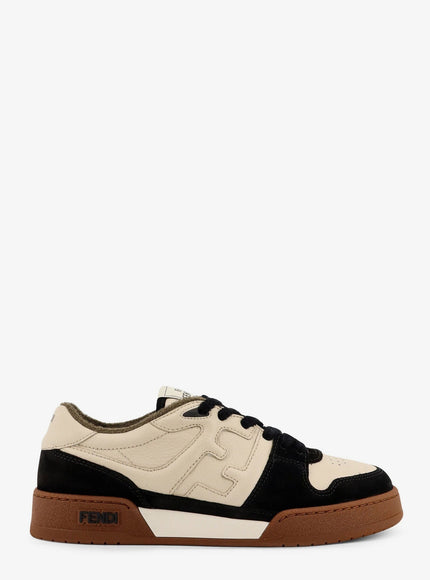 Fendi Fendi Leather Sneakers With Suede Inserts Nero+Milk+Nero