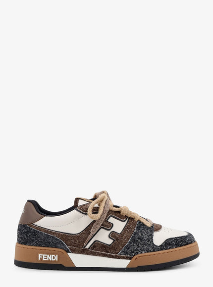 Fendi Sneakers Fendi Match In Pelle Bianca E Suede Marrone Asfalto+Ted+Bianco U