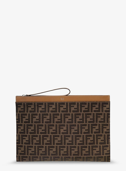 Fendi Ff Jacquard Fabric Flat Pouch Large Uni Tab Mr Sand P
