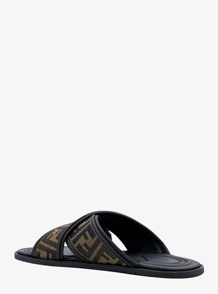 Fendi Ff Jacquard Fabric Sandals With Embroidered Logo