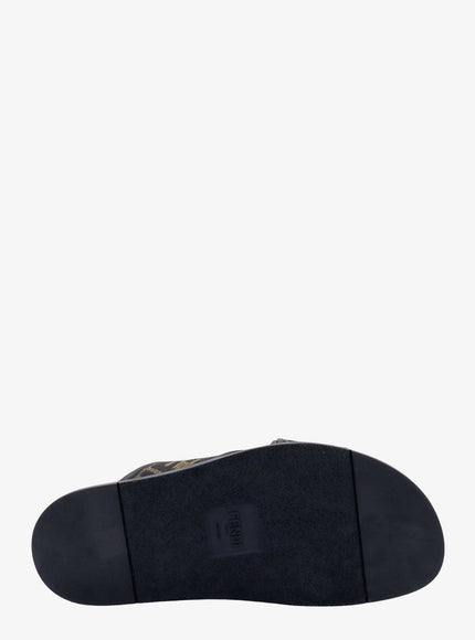 Fendi Ff Jacquard Fabric Sandals With Embroidered Logo
