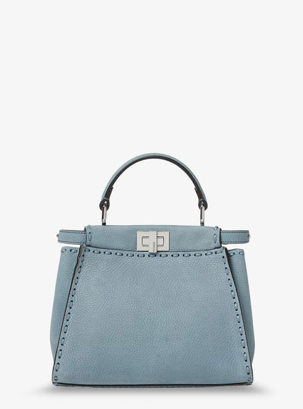 Fendi Peekaboo Mini Leather Crossbody Bag Uni Mercurio Pall