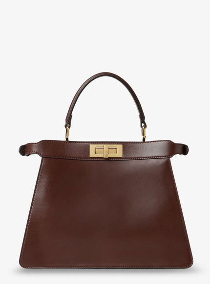 Fendi Peekaboo Iseeu Medium Leather Handbag Uni Mogano Anemone Os