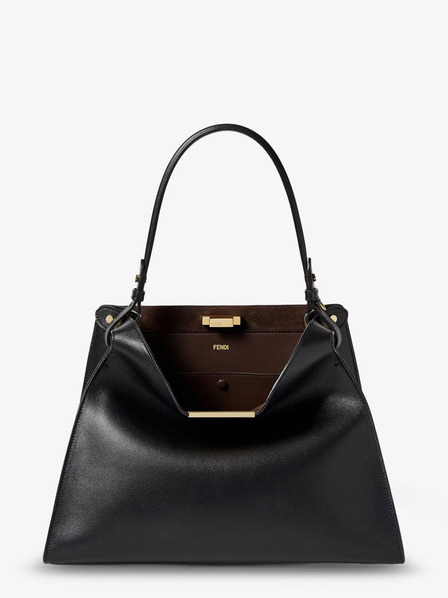 Fendi Fend Way Medium Leather Shoulder Bag With Contrasting Lining Uni Nero Chocolate Os
