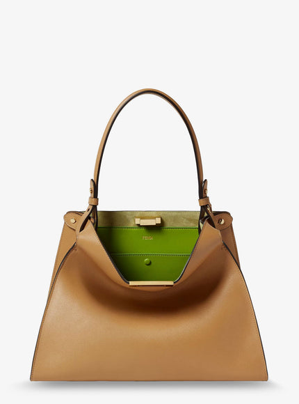 Fendi Fend Way Medium Leather Shoulder Bag With Contrasting Lining Uni Cappu Rain Forest Os