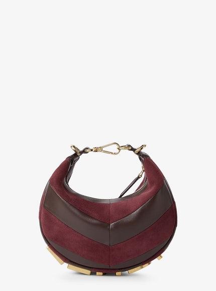 Fendi Fendigraphy Mini Leather Handbag With Metal Lettering Logo Uni Brown