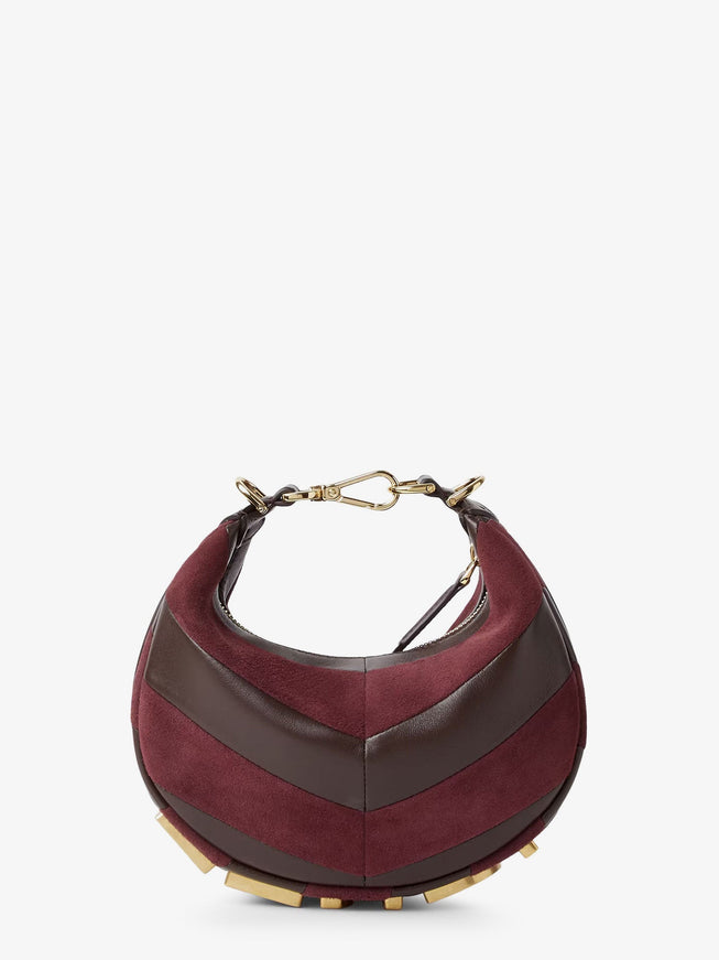 Fendi Fendigraphy Mini Leather Handbag With Metal Lettering Logo Uni Brown