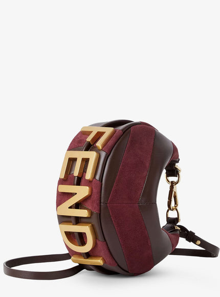 Fendi Fendigraphy Mini Leather Handbag With Metal Lettering Logo