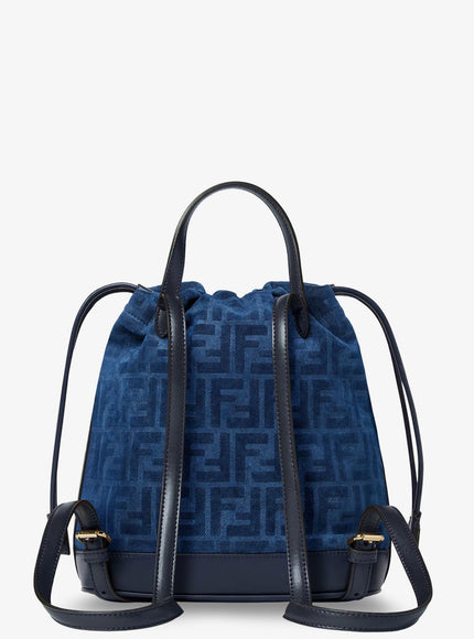 Fendi Leather Backpack With Metal Ff Logo Detail