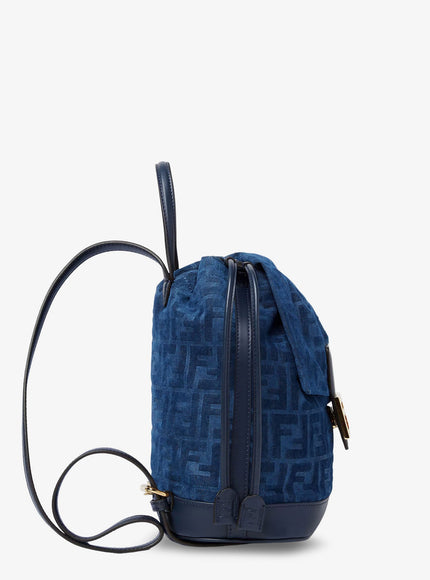 Fendi Leather Backpack With Metal Ff Logo Detail