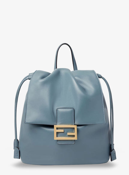 Fendi Leather Backpack With Metal Ff Logo Detail Uni Mercurio