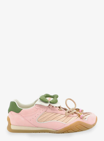 Fendi Fendi Wave Pulse Suede Sneakers With Satin Inserts 41 C Cand Rosa Ice Verd