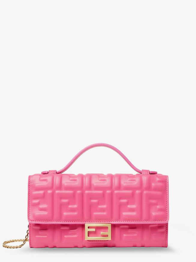 Fendi Continental With Chain Baguette Leather Shoulder Bag With Embossed Ff Logo Uni Surfinia Os
