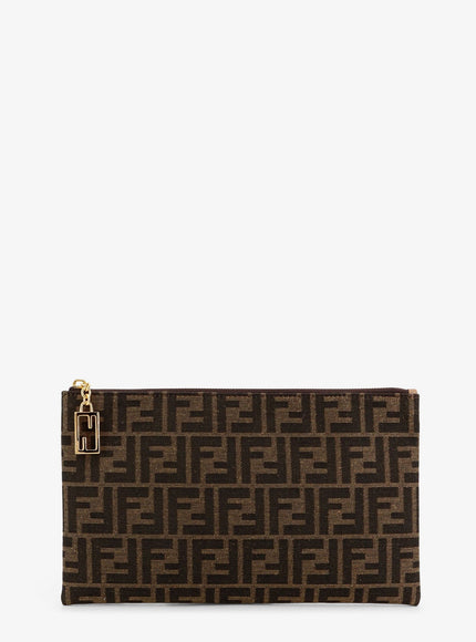 Fendi Medium Flat Ff Jacquard Fabric Pochette Uni Tab.mr+Sand+Os