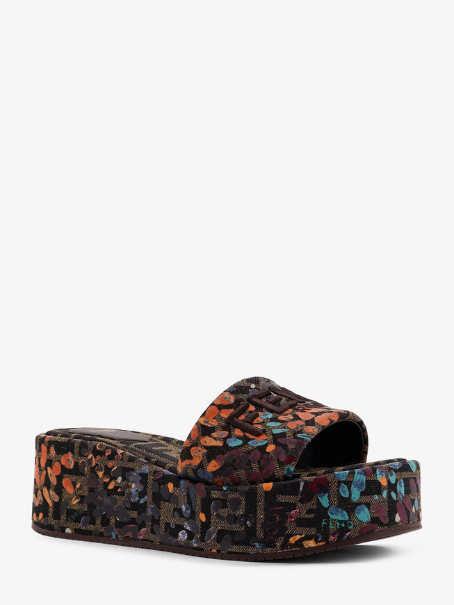 Fendi Ff Fabric Sandals With Multicolor Detail