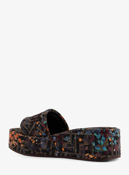 Fendi Ff Fabric Sandals With Multicolor Detail