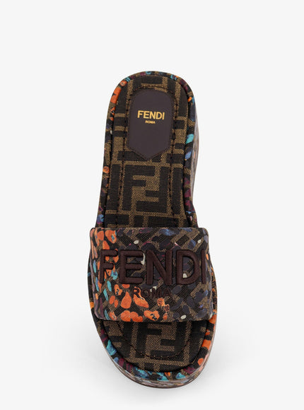 Fendi Ff Fabric Sandals With Multicolor Detail