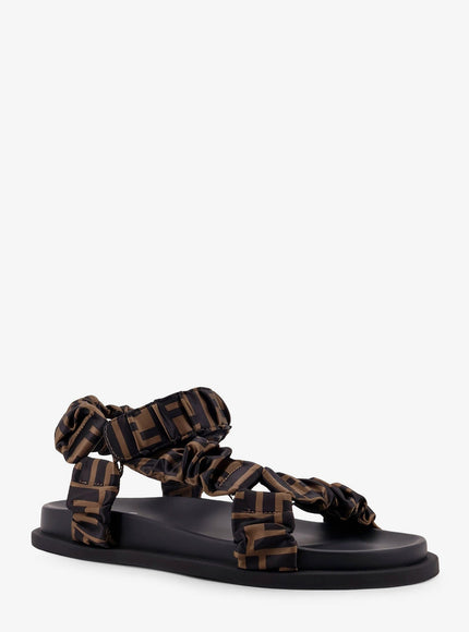 Fendi Feel Sandals In Elastic Satin With Ff Motif