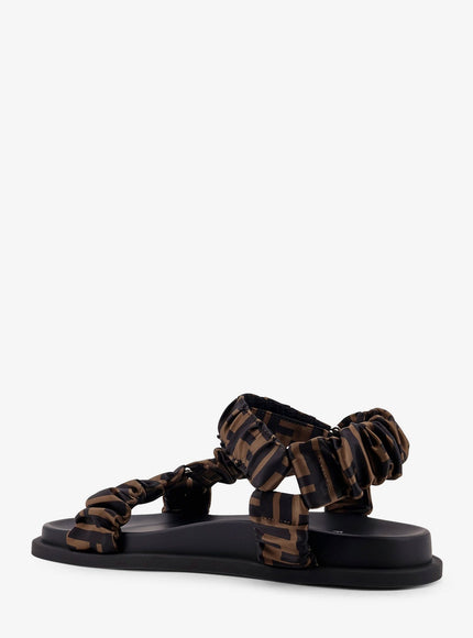 Fendi Feel Sandals In Elastic Satin With Ff Motif