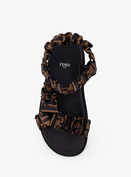 Fendi Feel Sandals In Elastic Satin With Ff Motif