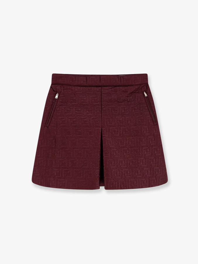 Fendi Quilted Nylon Mini Skirt Plum 26