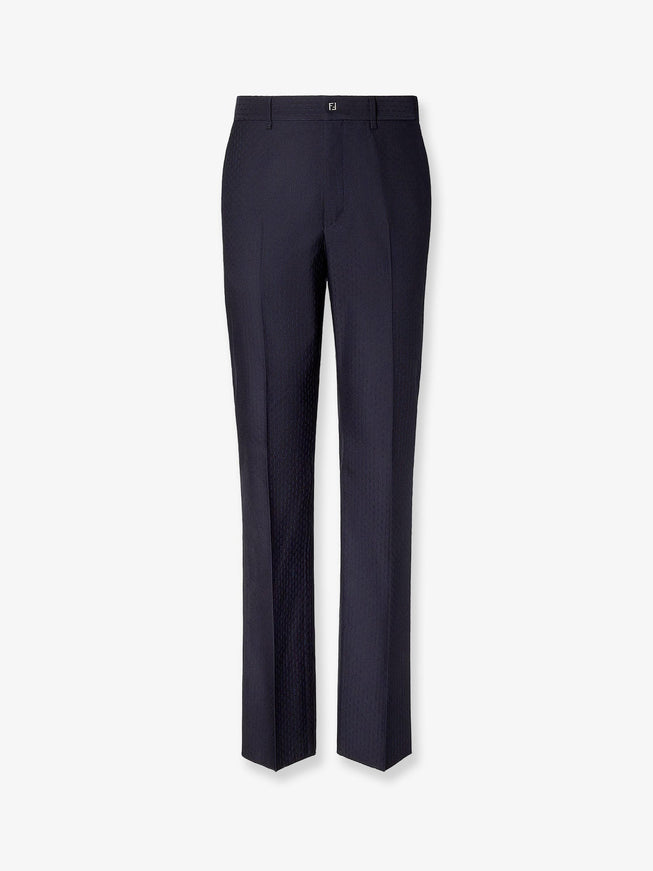 Fendi Trousers Wool Tonal Stitching Abisso