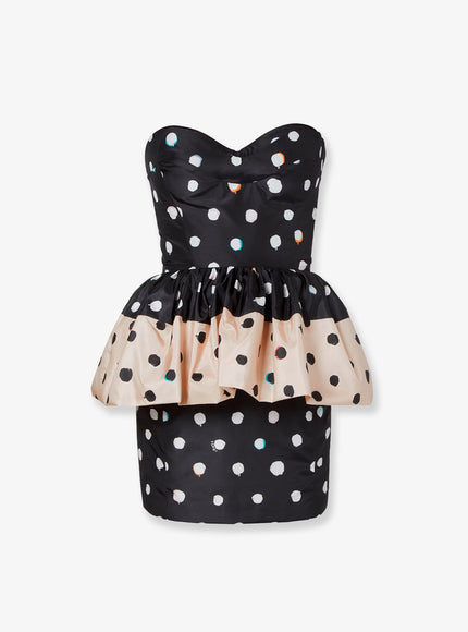 Fendi Falena Dots Taffeta' Bustier Dress Black