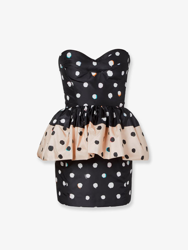 Fendi Falena Dots Taffeta' Bustier Dress Black
