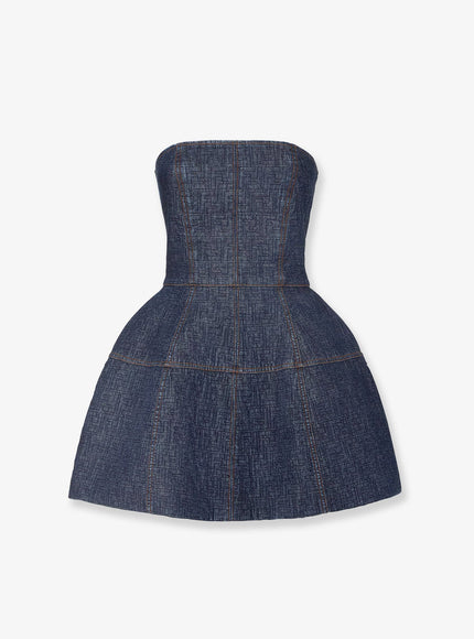 Fendi Padded Denim Mini Dress Blueberry 26