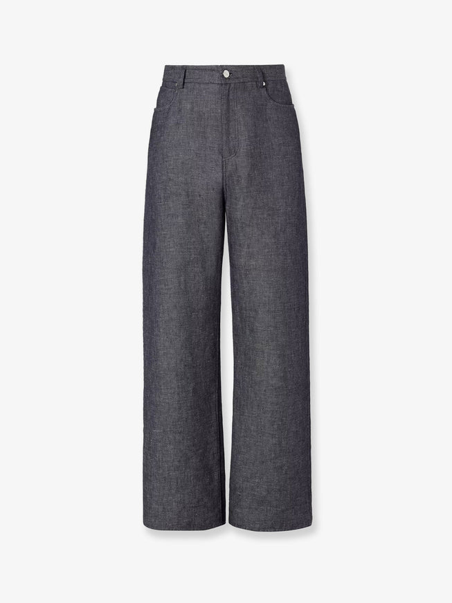 Fendi Relaxed Linen, Cotton And Silk Jeans Dark Blu