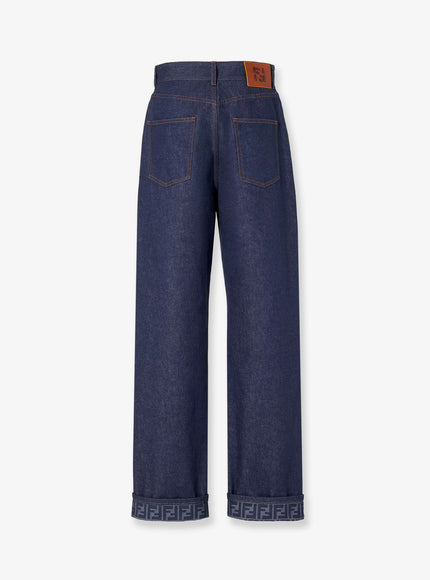 Fendi Blue Denim Jeans With Ff Detail On The Bottom