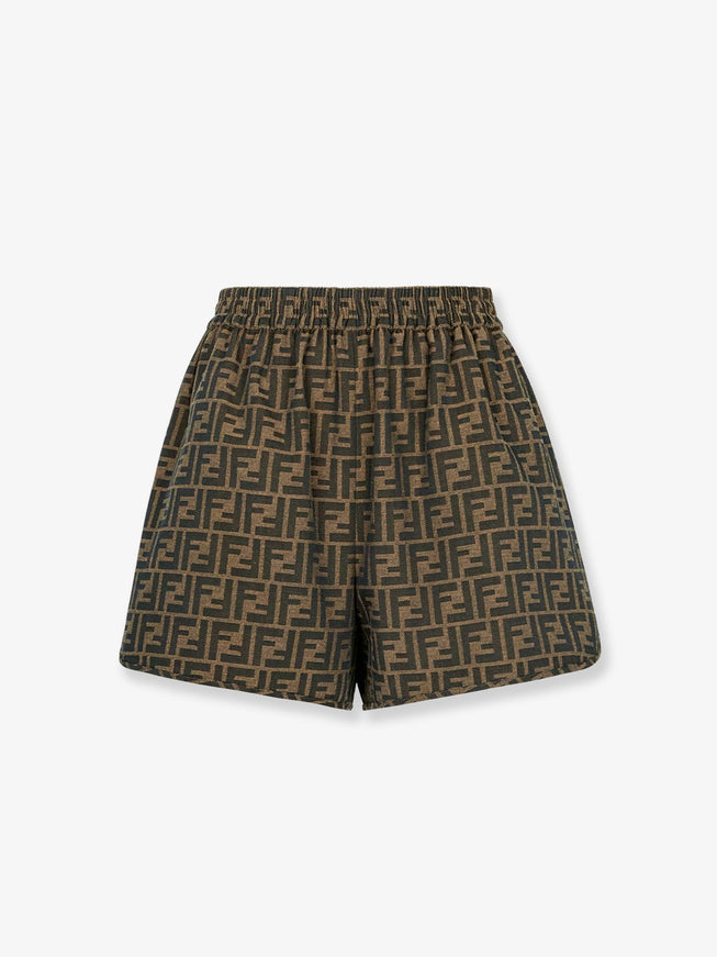Fendi Ff Fabric Shorts Tobacco