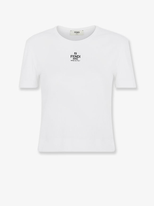 Fendi Ribbed Cotton T-Shirt White