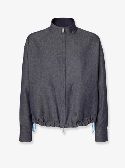 Fendi Reversible Denim Jacket With Embroidered Ff Logo Dark Blu