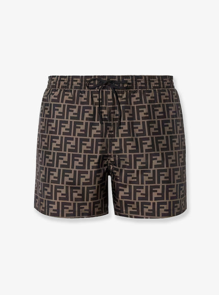 Fendi Ff Nylon Swim Trunks Tabacco Moro