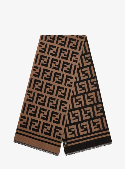 Fendi Wool And Silk Ff Scarf Uni Cammello