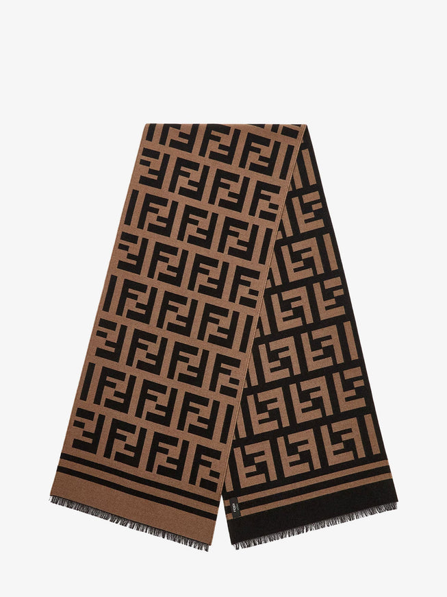 Fendi Wool And Silk Ff Scarf Uni Cammello
