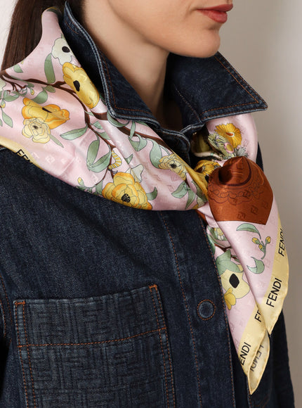 Fendi Silk Scarf With Gardening Print