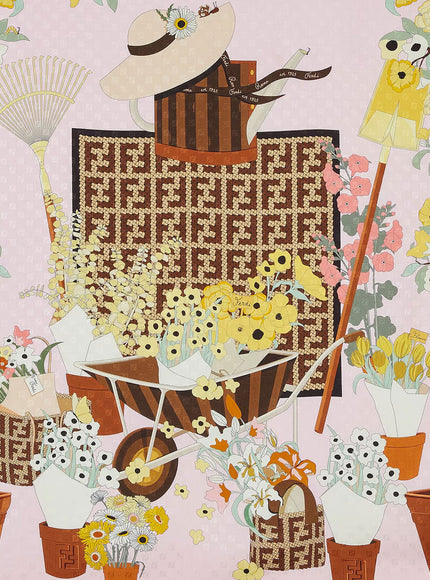 Fendi Silk Scarf With Gardening Print