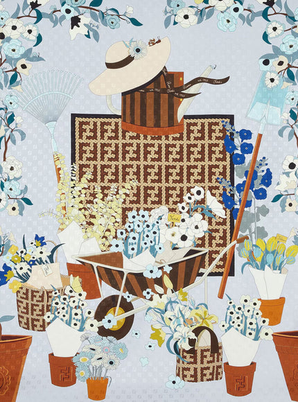 Fendi Silk Scarf With Gardening Print