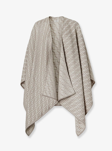 Fendi Ff Silk And Wool Poncho Uni Grigio