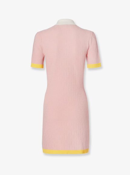 Fendi Cotton And Silk Blend Short Dress With All-Over Ff Motif
