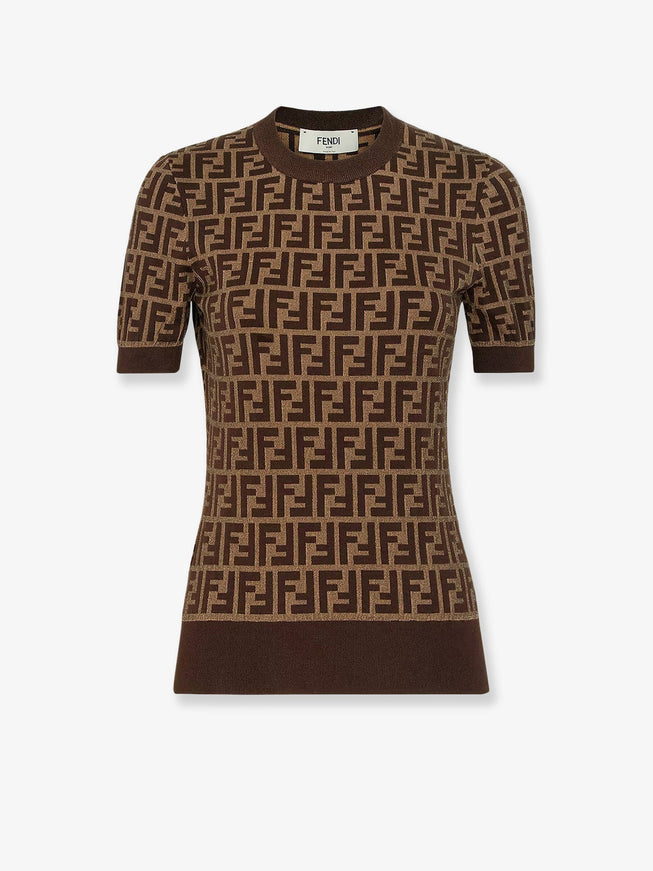 Fendi Ff Cotton Sweater Tobacco