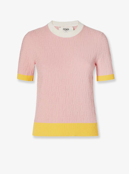 Fendi Cotton And Silk Sweater With All-Over Ff Motif Magnolia 26
