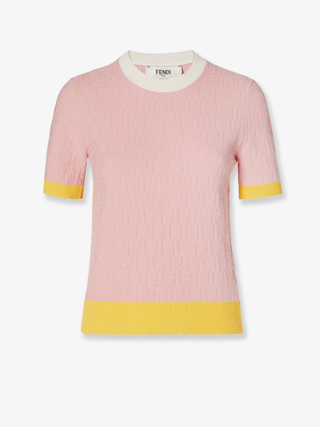 Fendi Cotton And Silk Sweater With All-Over Ff Motif Magnolia 26