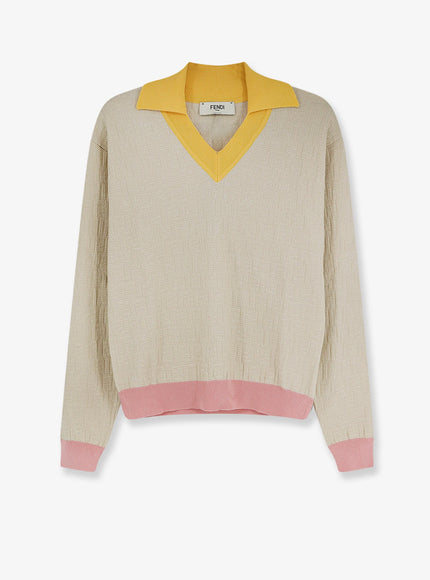 Fendi Cotton And Silk Sweater Ecru'