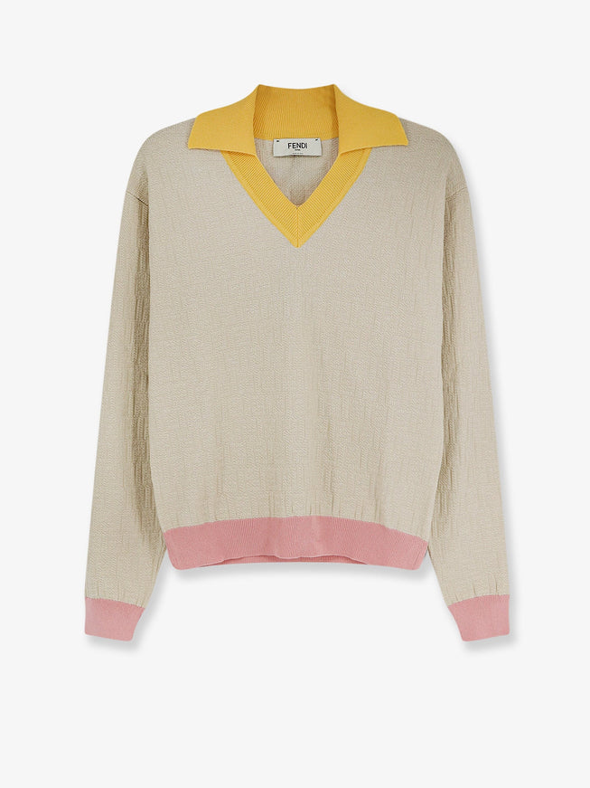 Fendi Cotton And Silk Sweater Ecru'