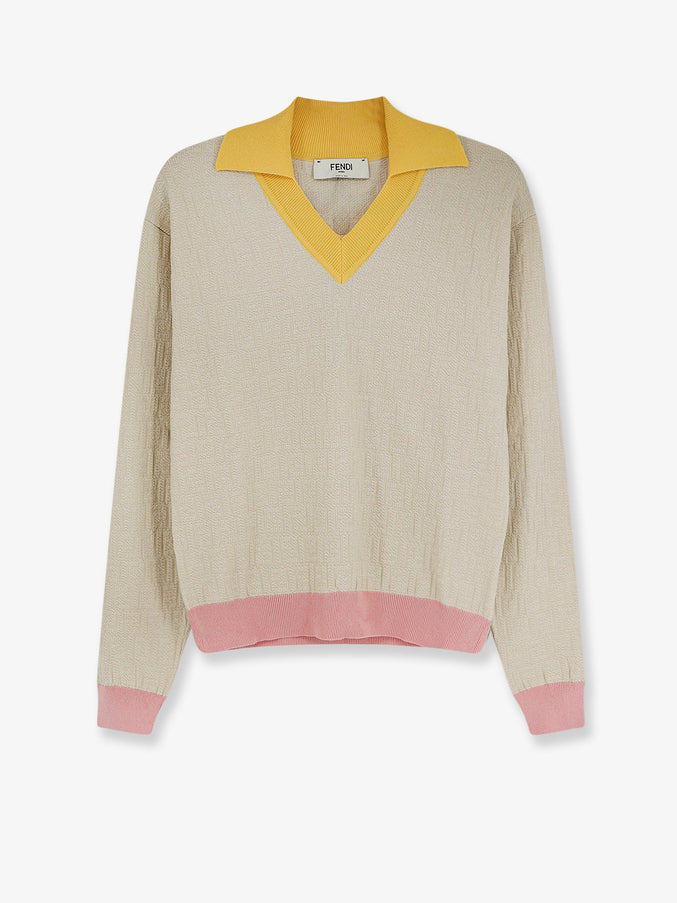 Fendi Cotton And Silk Sweater Ecru'