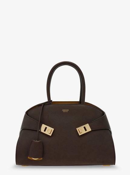 Ferragamo Hug Soft M Leather Shoulder Bag Uni Testa Di Moro
