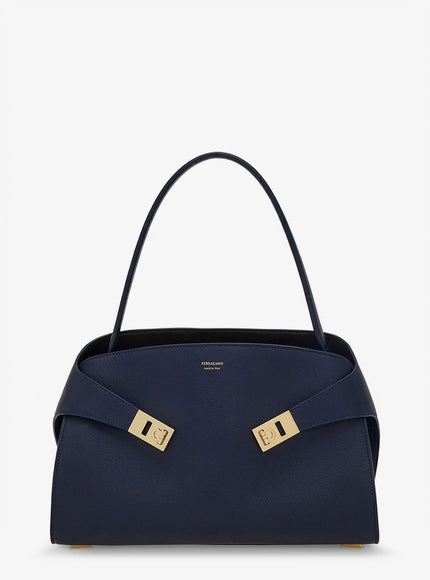 Ferragamo Hug Leather Shoulder Bag Uni New Navy